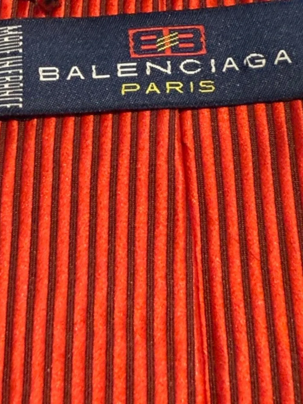 Balenciaga Red  Striped Silk Tie 60